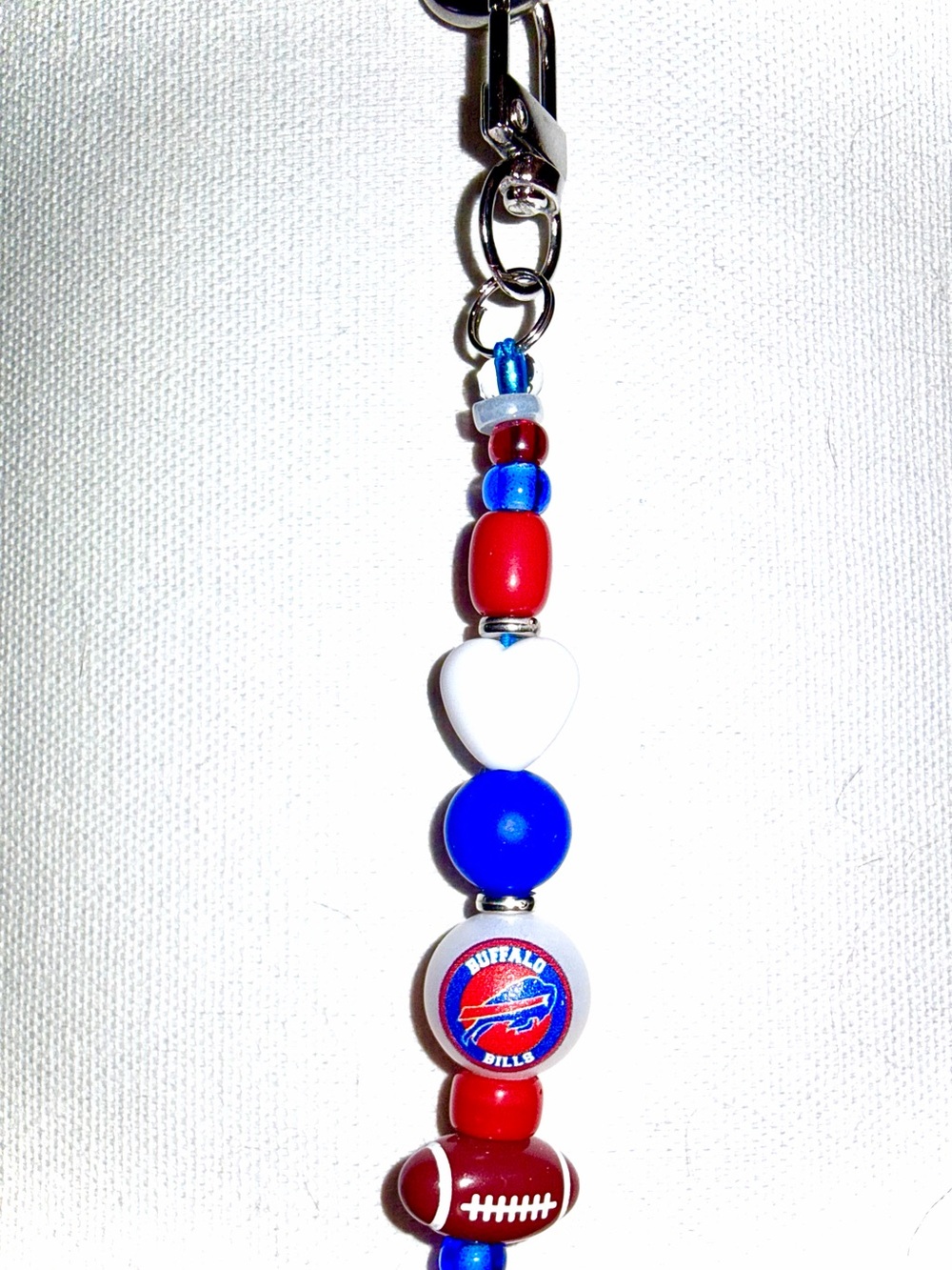 Handmade Buffalo Bills Beaded Bag Charm - Lightweight, Simple Design